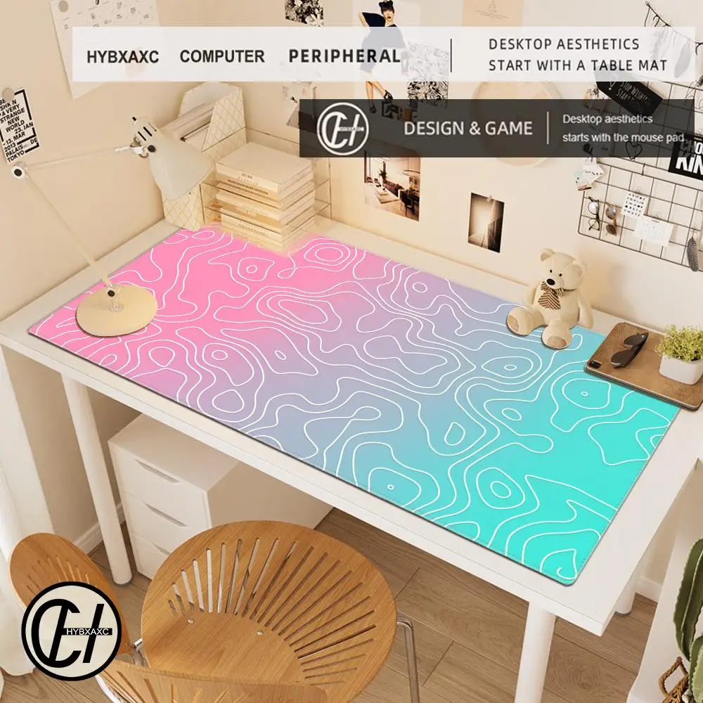 Gamer Mousepad Gradient Color Line Mouse Pad Large Mouse Mat Natural Rubber Desk Rug PC Desk Mats Design Mousepads 100x50cm