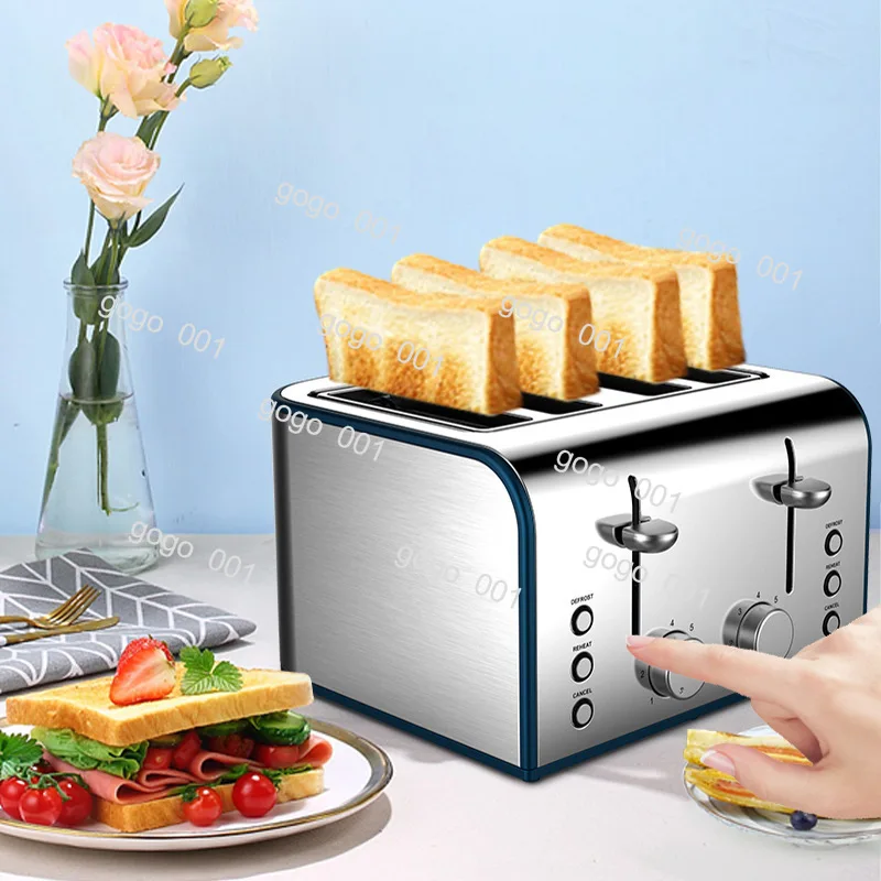 Vintage Four-piece Wide Slot Toaster, Home Breakfast Sandwich Toaster