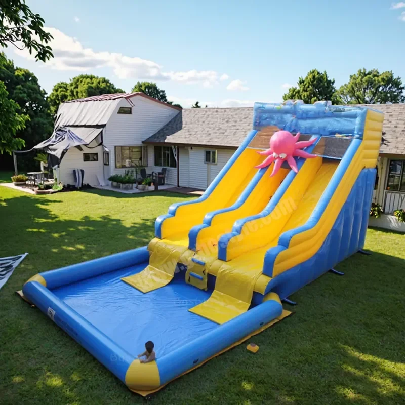 

Commercial PVC Inflatable Octopus Double Lane Water Slide Adults Water Slide Withe Pool for Party Rental