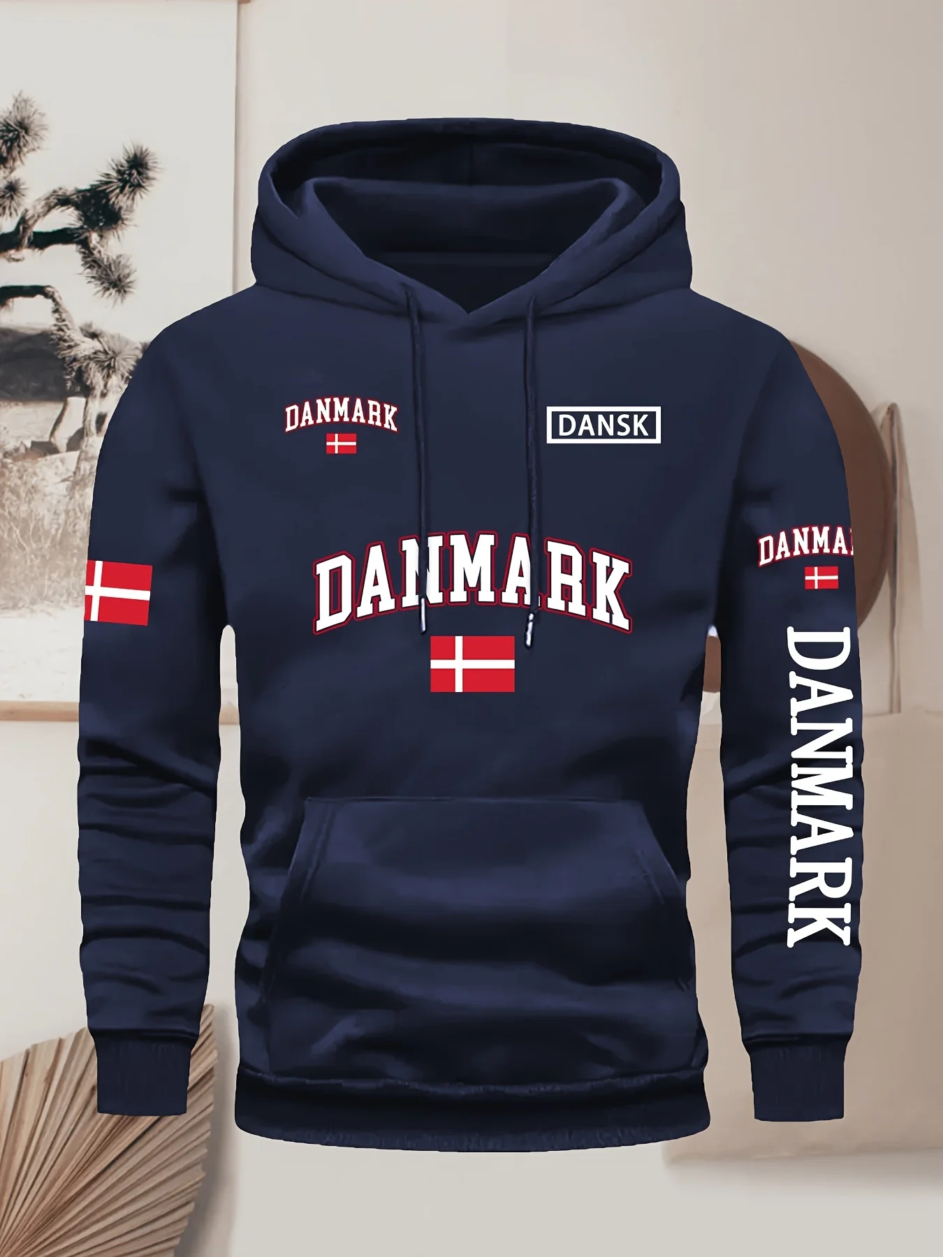 Customization Danish Urban Elements With Diverse Patterns, Stylish Men'S Hoodie Featuring A Kangaroo Pocket, Comfortable And Ver
