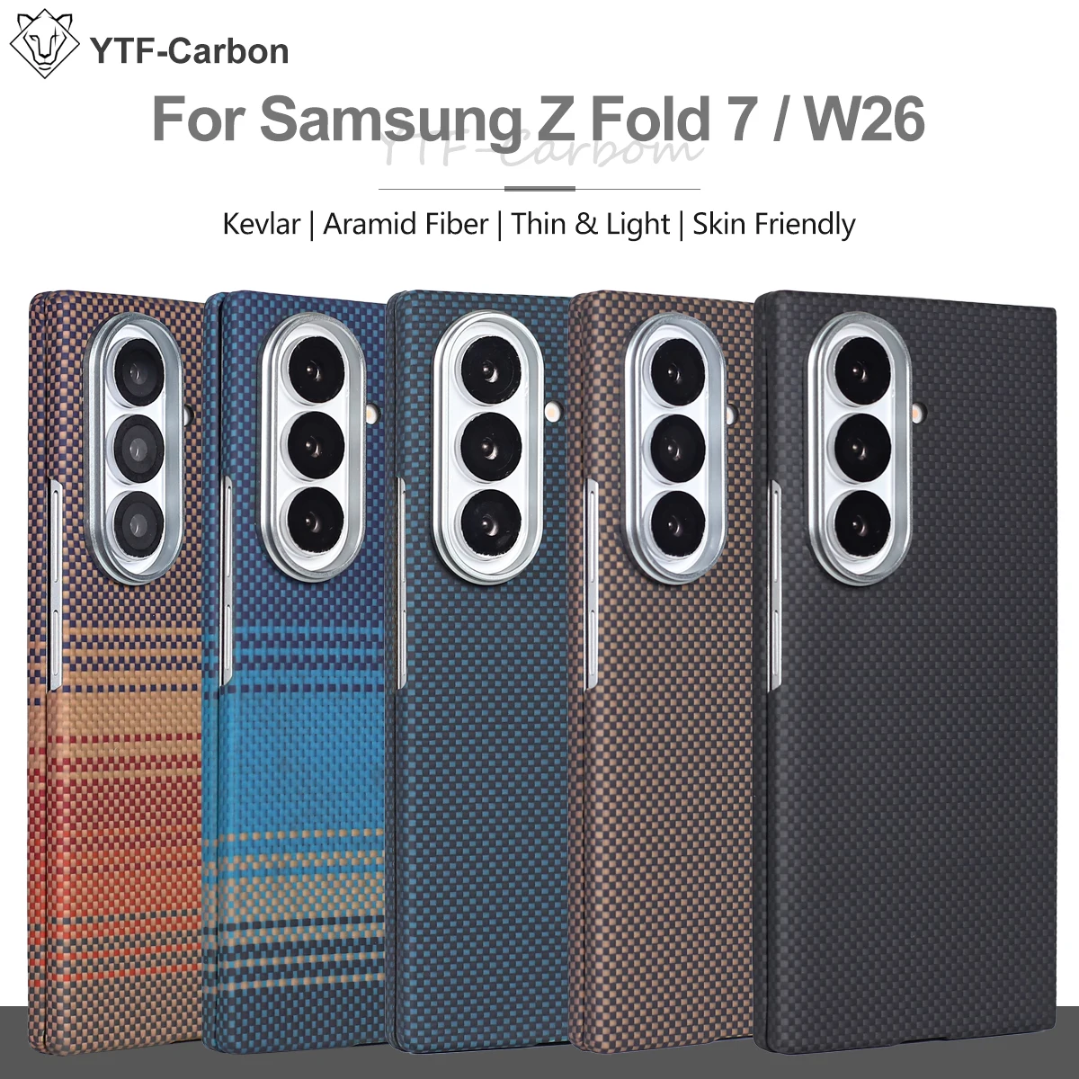 

YTF для Samsung Galaxy Z Fold 7, арамидный чехол из углеродного волокна, кевларовый чехол, ультратонкий легкий защитный чехол Fold6, чехол W26