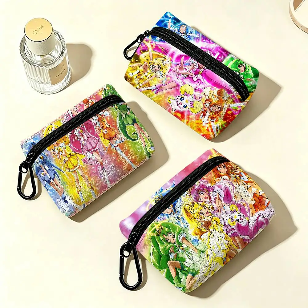 Smile Precure Anime Oxford Fabric Mini Coin Wallet Smooth Zipper Hanging Design Multi-use Small Storage Bag For Travel