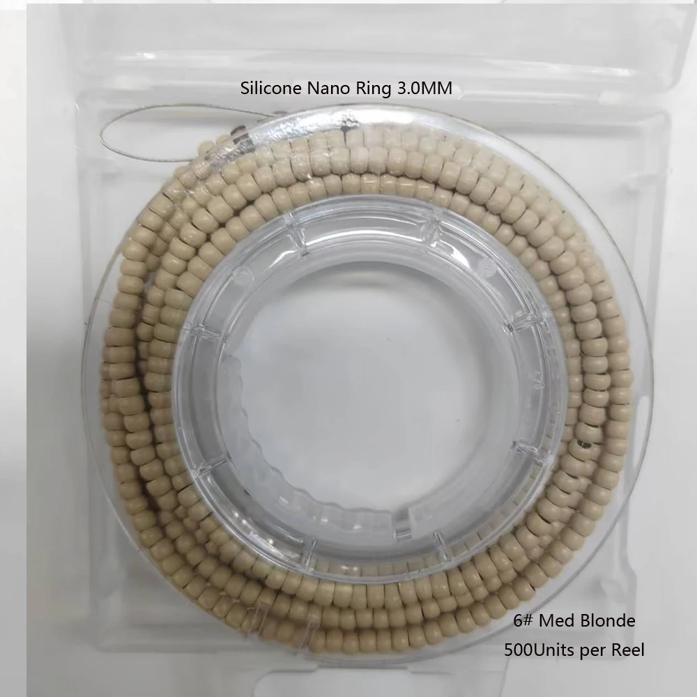 Pre-loaded Silicone Nano Ring 500pcs Silicone Nano Rings Per Reel  3.0mm Silicone Nano Rings Pre Loaded Hair Extensions