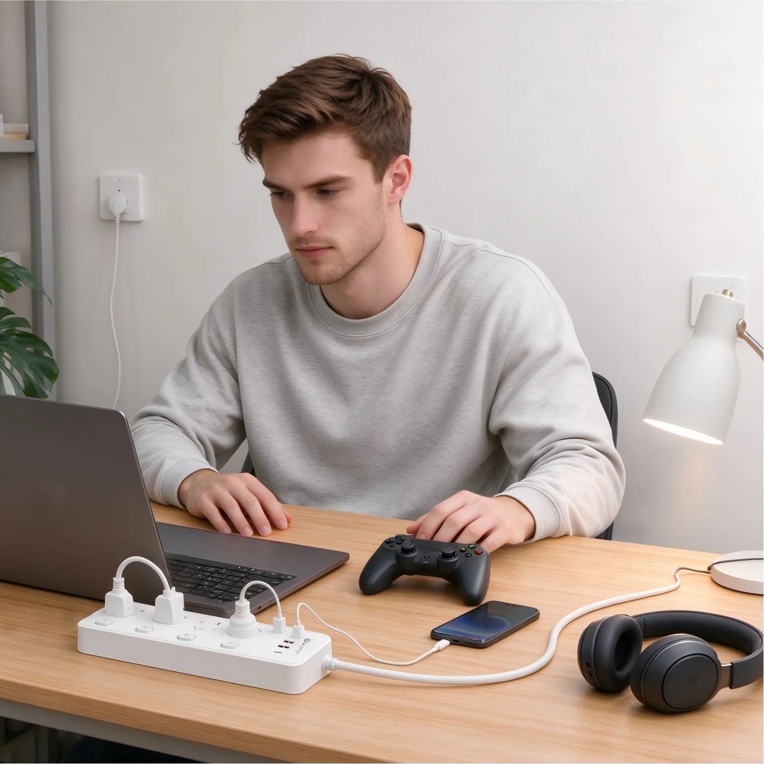 Power Strip Australian Standard 4 Sockets 4 USB Individual On Off Switches 1.8M Cord 2500W for Home and Office