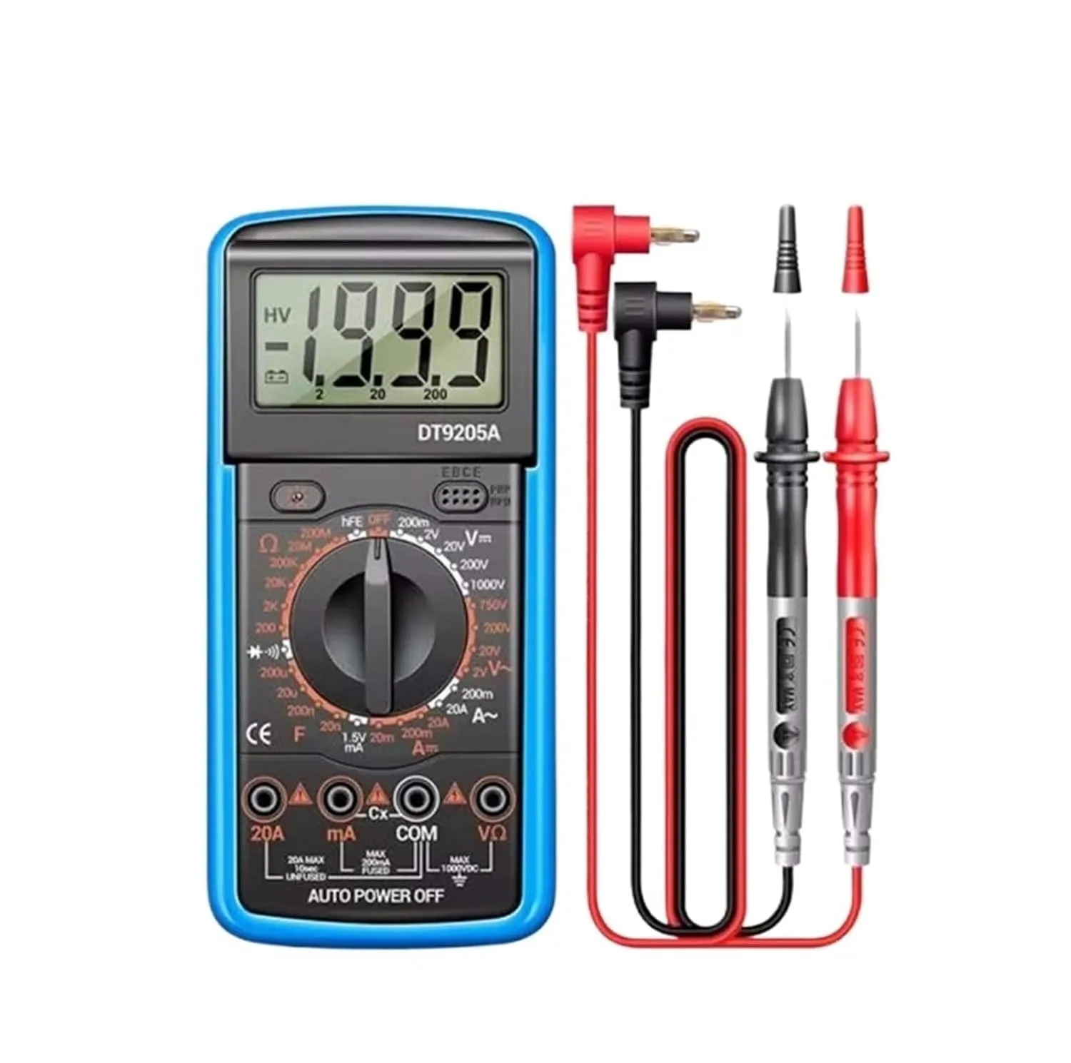 AC/DC ammeter resistance and capacitance tester blue ANENG DT9205A multimeter LCD