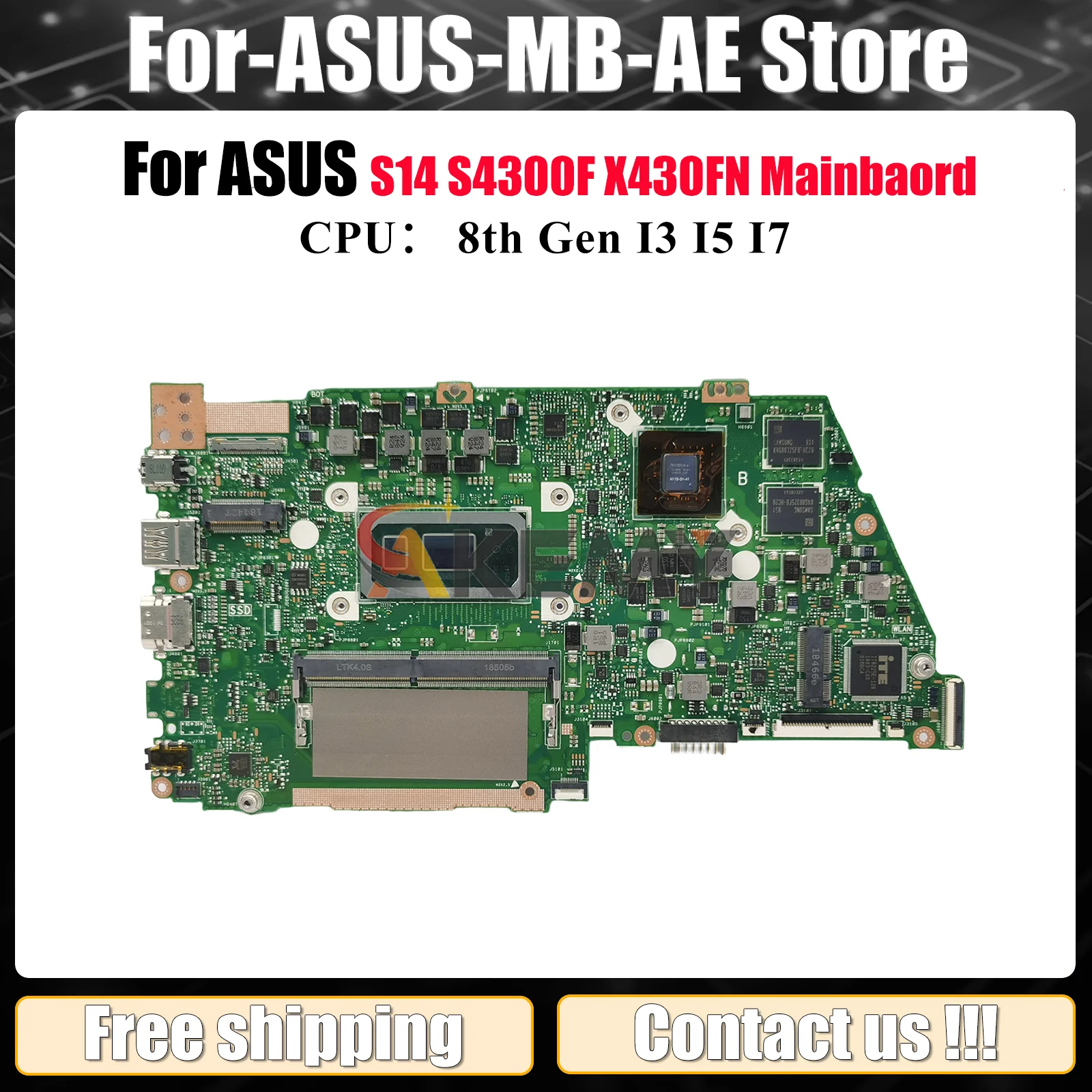 

X430FN Laptop Motherboard For ASUS VivoBook V430F X430FN S430F S14 K430F R430F X430F S4300F Mainboard With I3 I5 I7 CPU tests OK