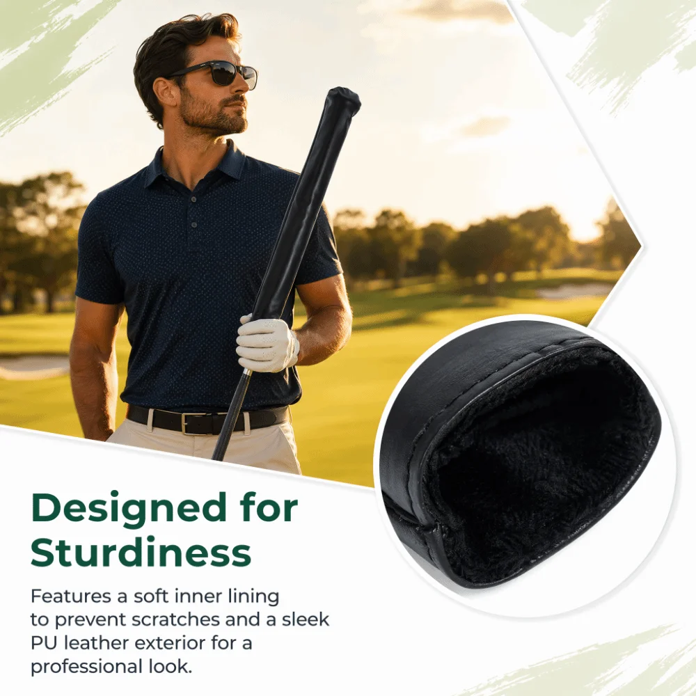 Golf Accessory PU Golf Stick Cover Long Shape Open End Alignment Rod Sleeve Lightweight Logo Custom PU Golf Cover Club Storage