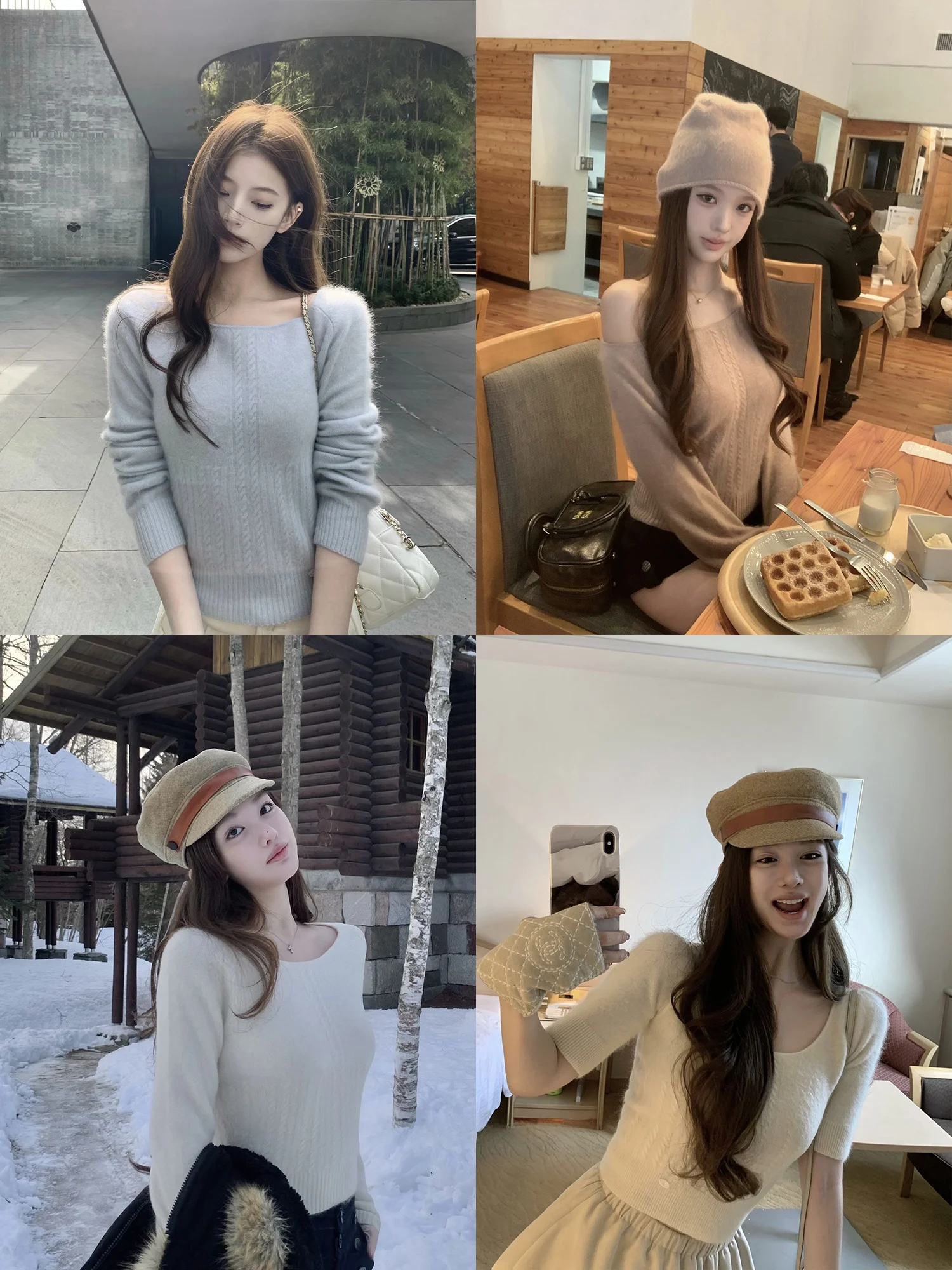 

Wuuus Women's Knitted Sweater 100 Wool Furry Shoulder Casual Style Citywalk Long Sleeve Thick Winter Fashion Ladies' Clothes