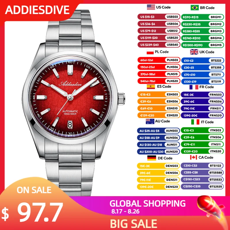 Anti Blue Light Film - ADDIESDIVE New Men's Watches Mechanical 39mm