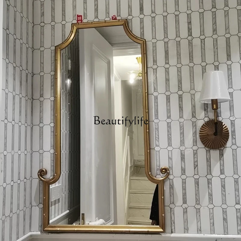 

Medieval bamboo fireplace wall decorative mirror French vintage makeup mirror American style