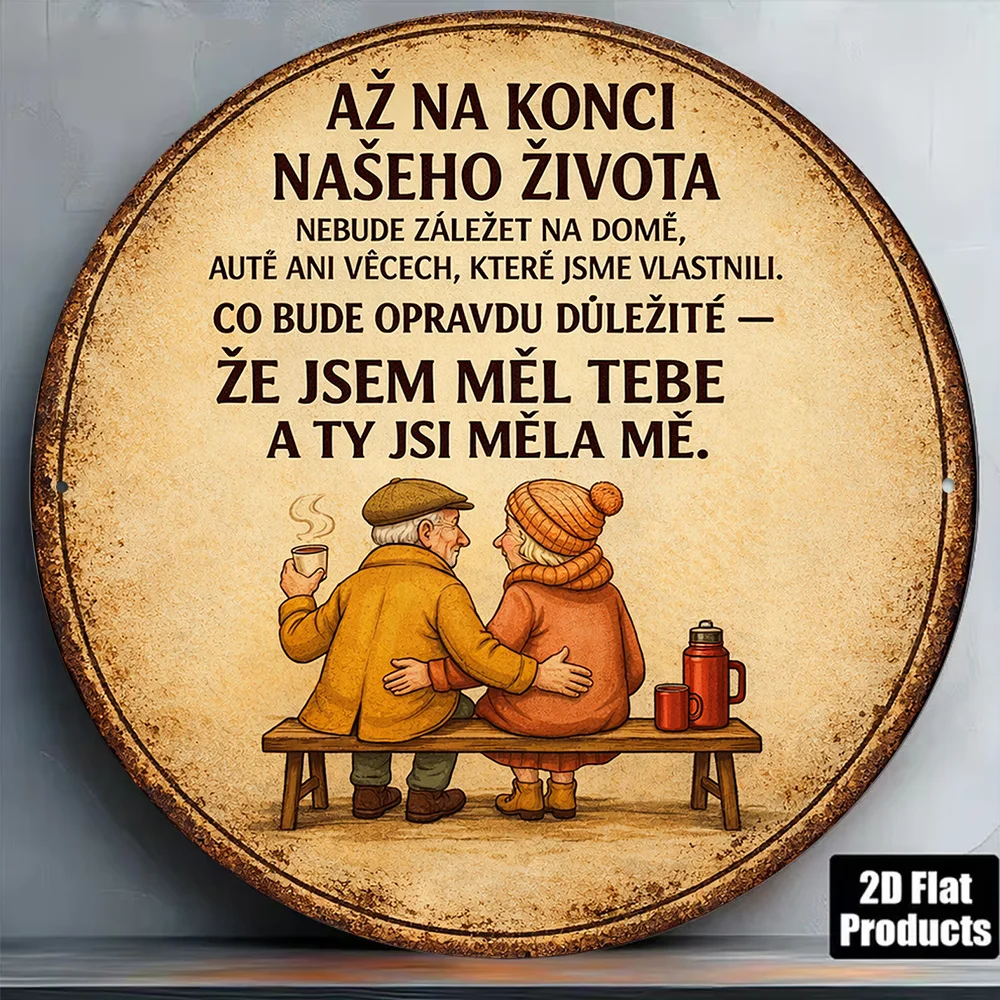 2D Vintage Metal Sign Love Quote Round Aluminum Plate Wall Decor for Living Room Bedroom Cafe Gift