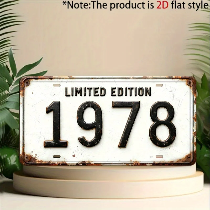 Limited Edition 1978 Distressed License Plate 2D Flat Aluminum Metal Tin Sign for Retro Birthday Souvenir Wall Decor, Bar, Ga