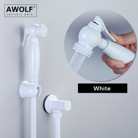 Awolf White Handheld Toilet Bidet Sprayer Solid Brass Hygienic Shower Head Douche Kit WC Shattaf Set Bidet Faucet AP2288