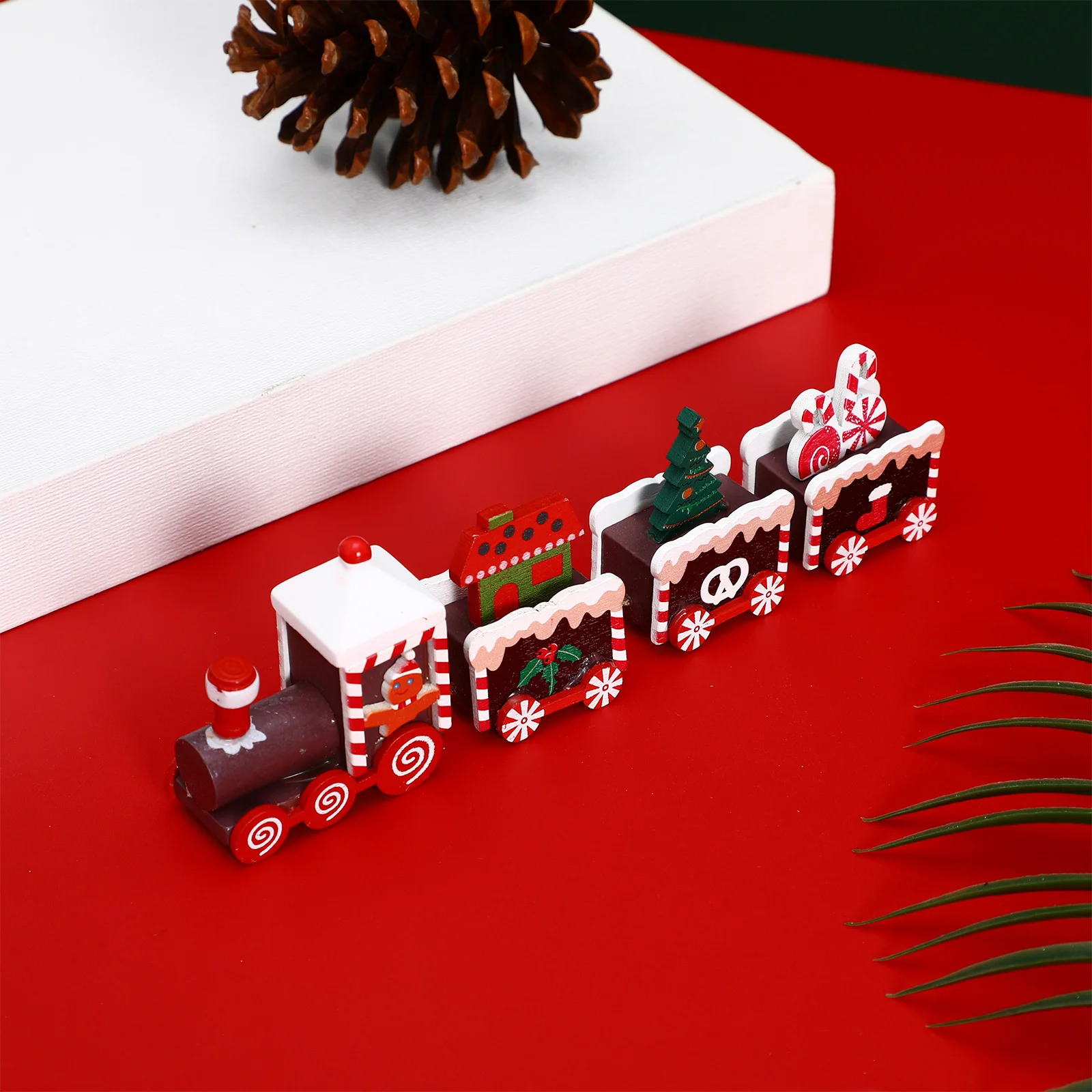 

1Pcs Wooden Train Craft Small Christmas Decoration Creative Xmas Desktop Decor for Home Party Warm Holiday Atmosphere Delicate