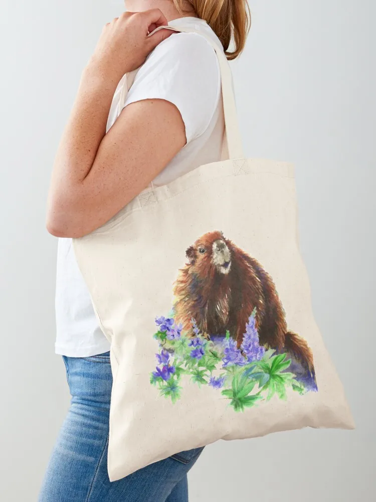 

Marmot, Groundhog, Woodchuck,Watercolor Animal Tote Bag tote bag Canvas bag for women tote university