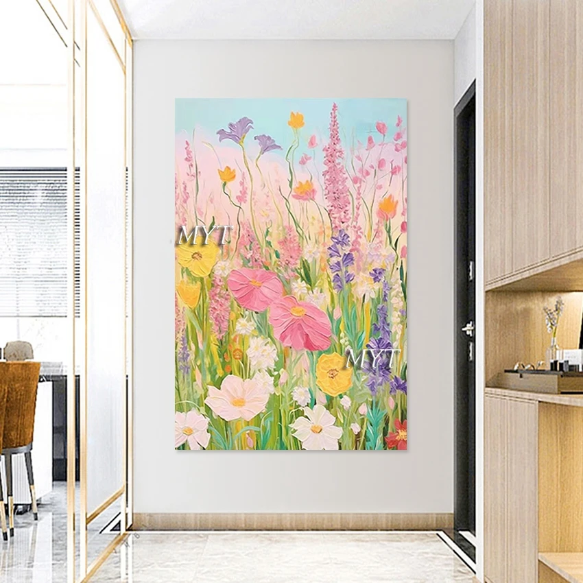 

Офисное произведение искусства, красивая абстрактная живопись, безрамные, картины маслом ручной работы, художественная картина с цветами, дизайн холста