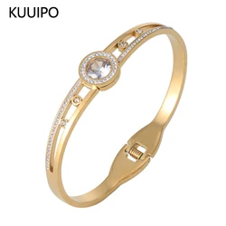 Fashion Cuff Stainless Steel Bangle Bracelet for Women Accessories Rhinestone Resin Gold Color Bangles Party Jewelry Gift