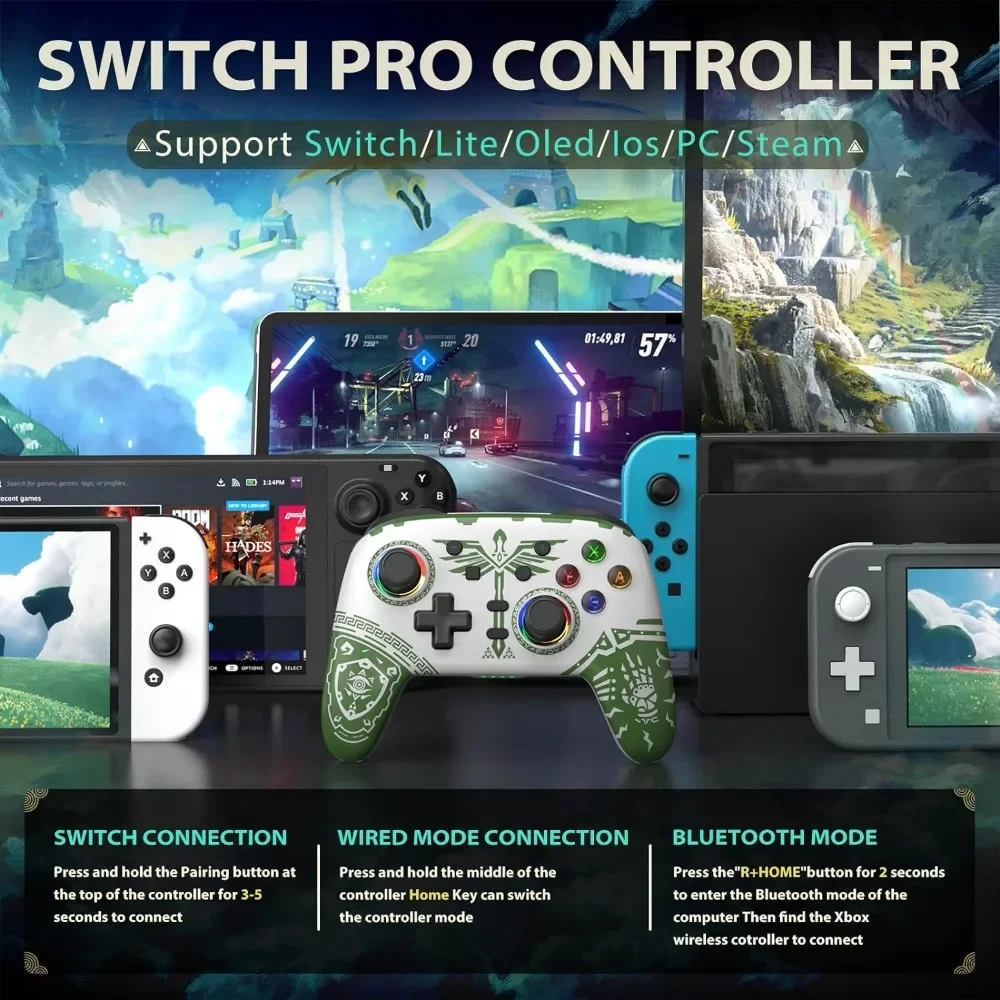 

Switch Pro Controller PS 4 Bluetooth Wireless Gamepad Android Mobile Phone Joystick PC Gaming Control Game Console Accessories