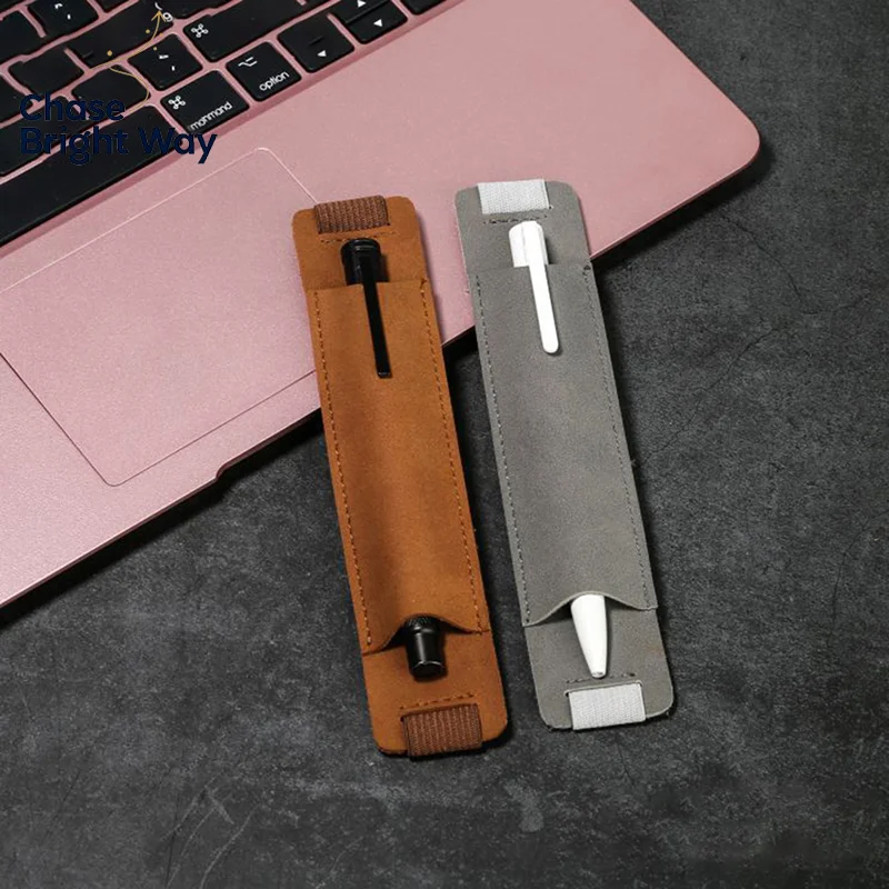 PU Leather Adjustable Pen Holder Elastic Notebook Pen Sleeve Detachable Stationery Pouch
