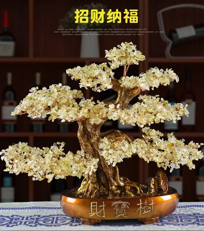 

Yellow Crystal Money Tree Wealth Handicrafts TV Cabinet Wine Accessories Home Living Room Decoration Lucky Opening Gifts