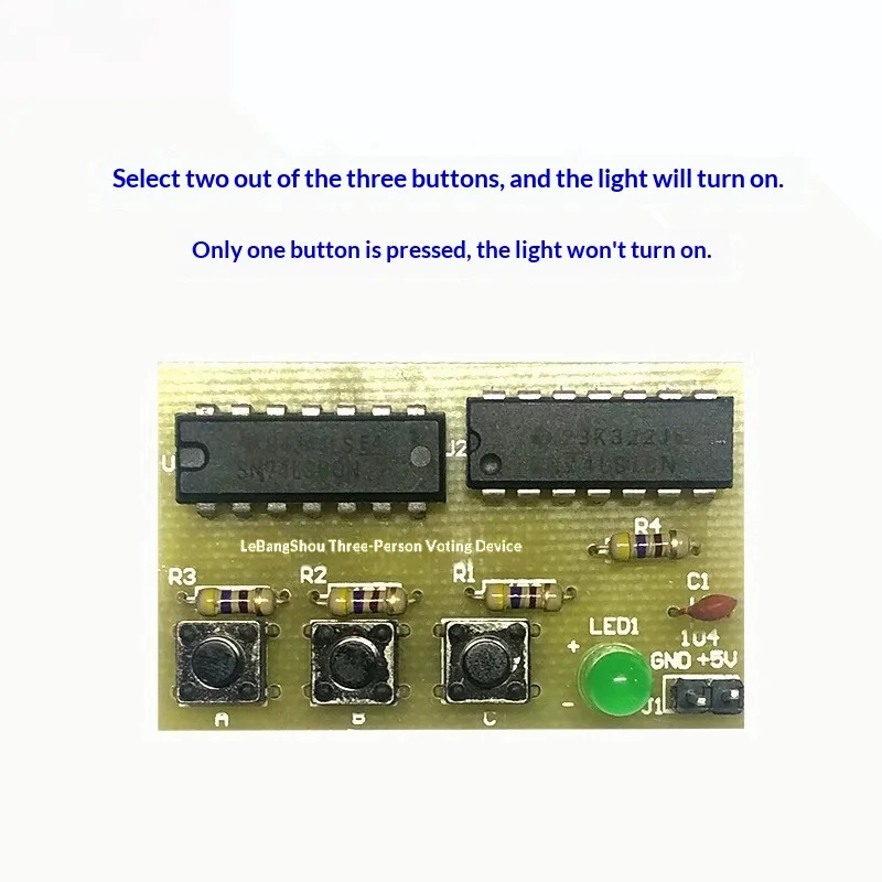 Three-Person Voter DIY Kit, Electronic Electromechanical Assembly Soldering Training Components