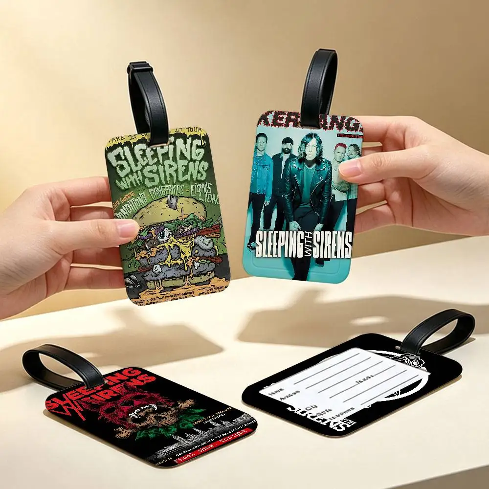 Band S-Sleeping with Sirens PVC Anti lost Luggage Identifier Tag Removable Information Card Holder Travel Baggage Tag