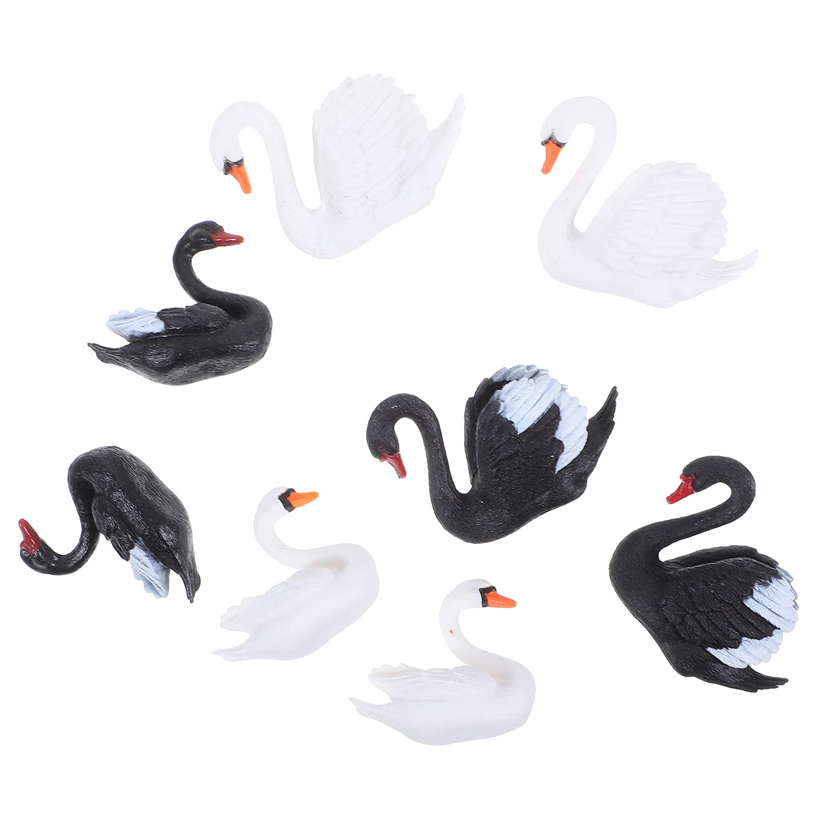 

8 Pcs Black White Swan Figurines Miniature Lovers Car Decor Romantic Statues Plastic Resin DIY Wedding