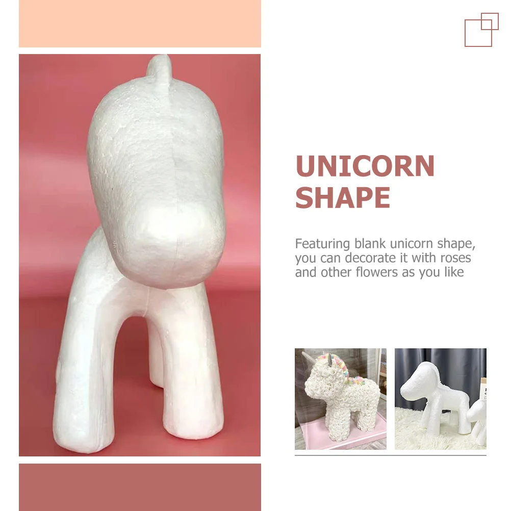 Unicorn Model Ornament Valentine Party Decoration Flower Arrangement Gift Arranging Foam Prop Unpainted Graffiti DIY Foaming