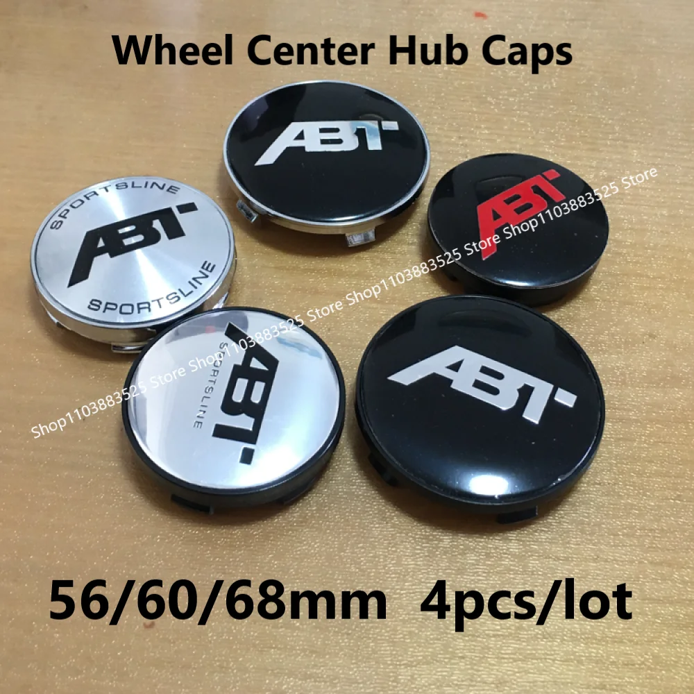

4pcs Outer Diameter 56mm 60mm 68mm Car Wheel Center Hub caps with Badge for ABT HubCap Modify Accessories with Emblem