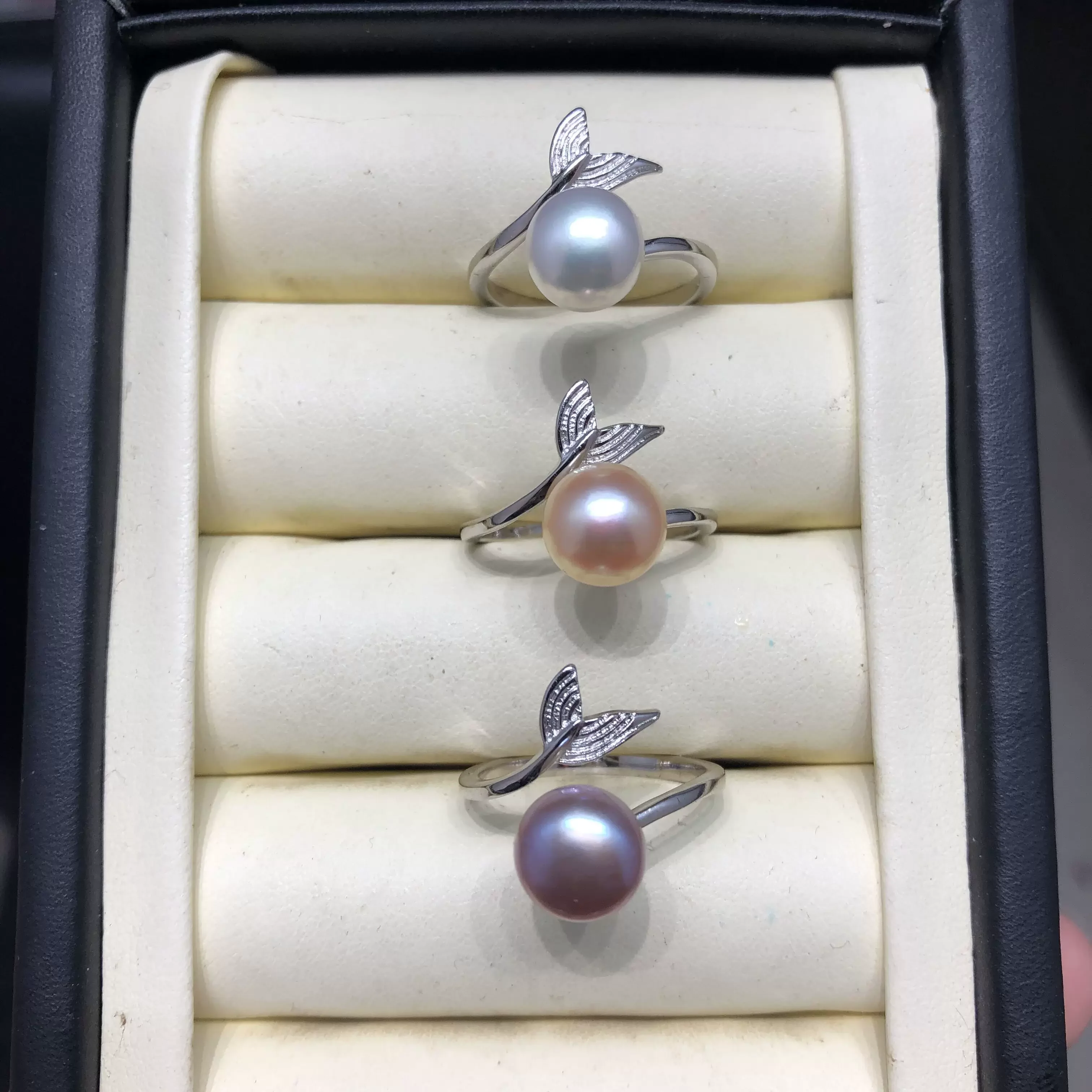 Natural Pearl Ring S925 Silver Tail Opening Ring AAAA8-9mm