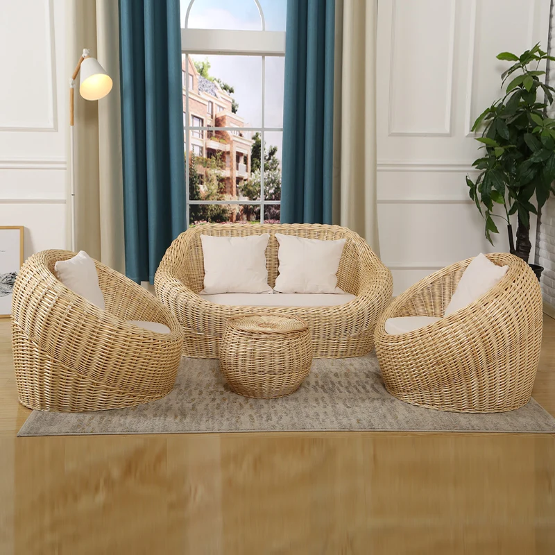

Rattan wicker creative casual sofa chair tatami balcony bedroom rattan chair single double triple