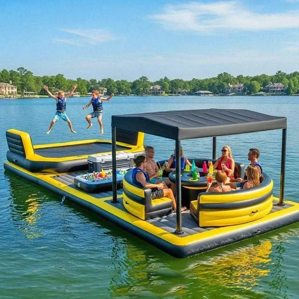 Newly Upgraded PVC Inflatable Swimming Pool Float With Built-in Trampoline, Movableor Parties And Leisure, With A Load-bearin