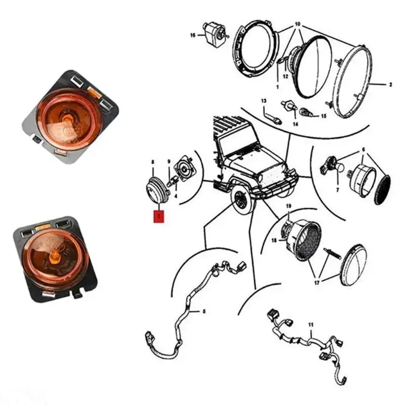 G7NA Strong Side Front Guard Lamps 55077895AD 55077894AD Quick Response Halogen Bulbs Long Life Easy to Use for Car