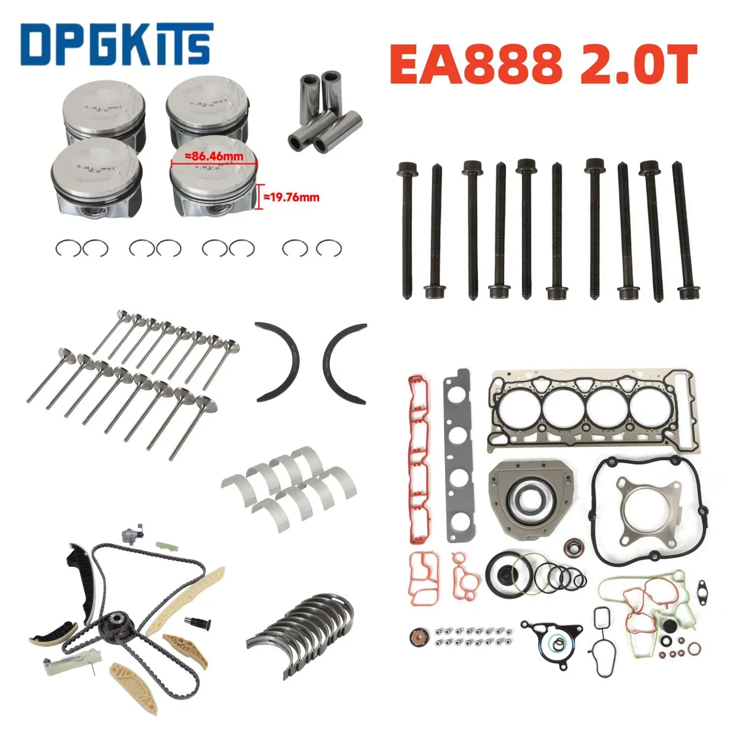 EA888 2.0T 21mm Engine Overhaul Rebuild Valves Kit For VW GTI Audi A4 2.0 TFSI CDN CCZ CCTA CAEB 06D109601M 06H105561L