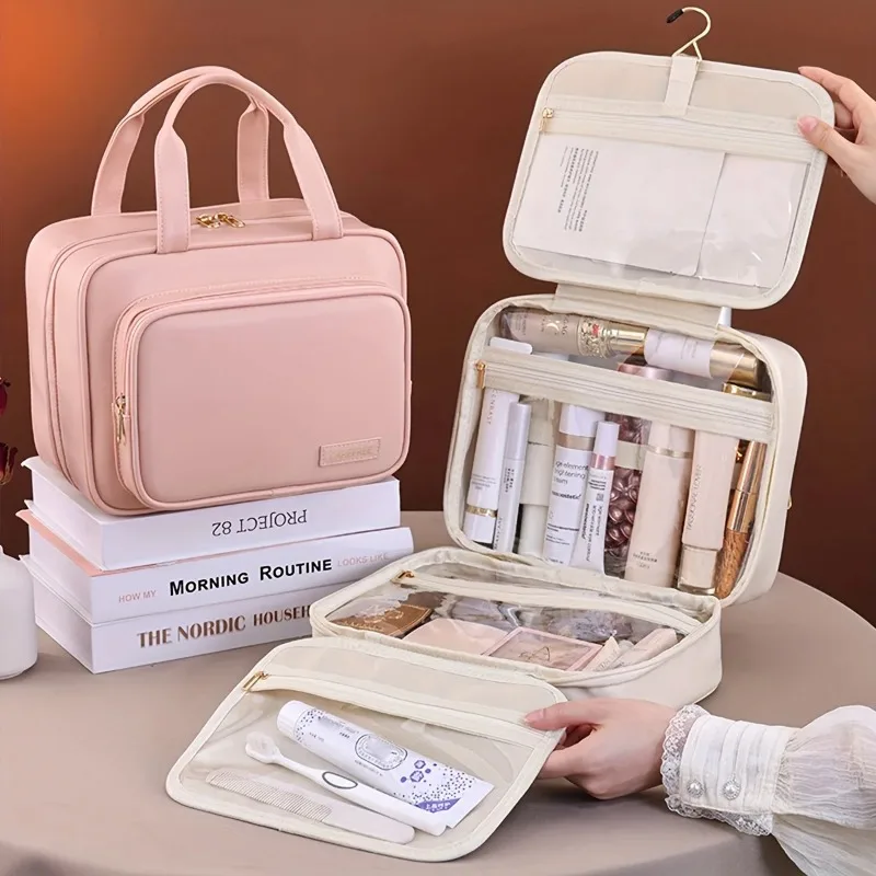 

Makeup Bag Can Hang Large Capacity Women's Portable Storage Makeup Organizing Bag Travel Toiletries Storage Bag