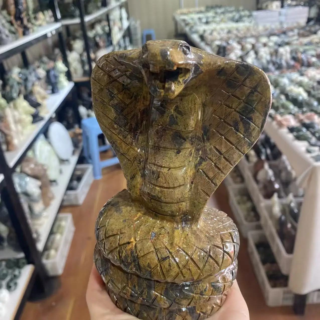 Natural Trilobite Crystal Quartz Carved Eye Of The King Snake. Enhances Vitality And Promotes Healing. Suitable For Home And Off