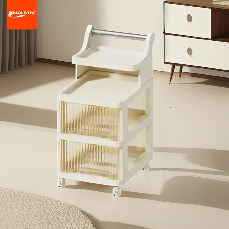 

AOLIVIYA Freestanding Multi-Tier Storage Rack Rolling Storage Cart A6 Stylish Bedroom Snacks Kitchen Mobile Utility Cart