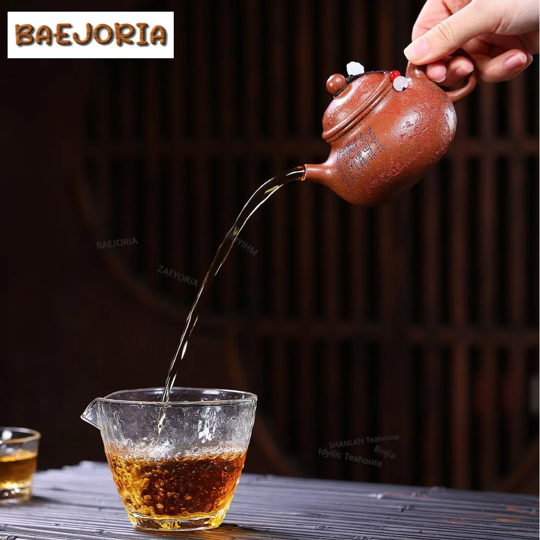 180ml Ancient Yixing Purple Clay Teapots Handmade Rong Tian Pot Raw Ore Downhill Mud Kettle Zisha Tea Set For Tea Collection