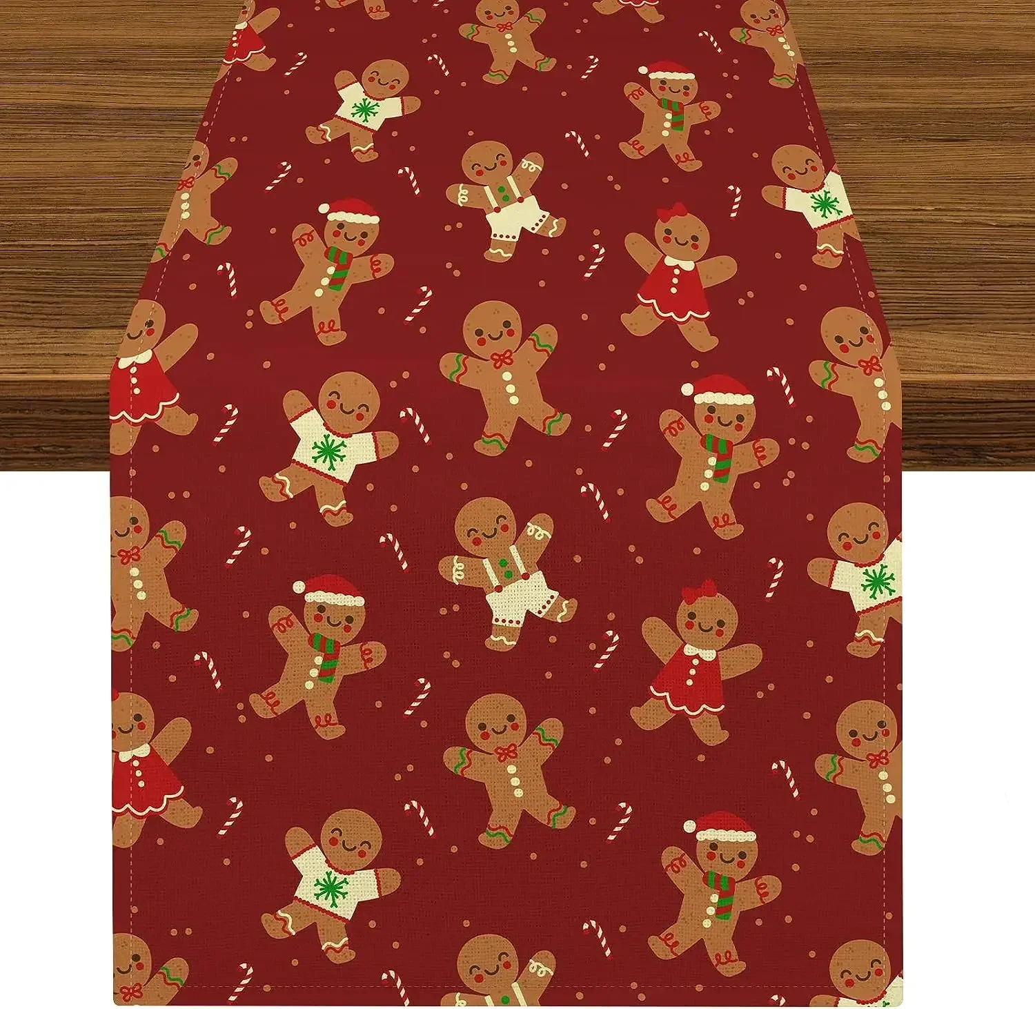 Merry Christmas Gingerbread Table Runners Party Table Decor Washable Winter Kitchen Dining Table Runners Christmas Decorations