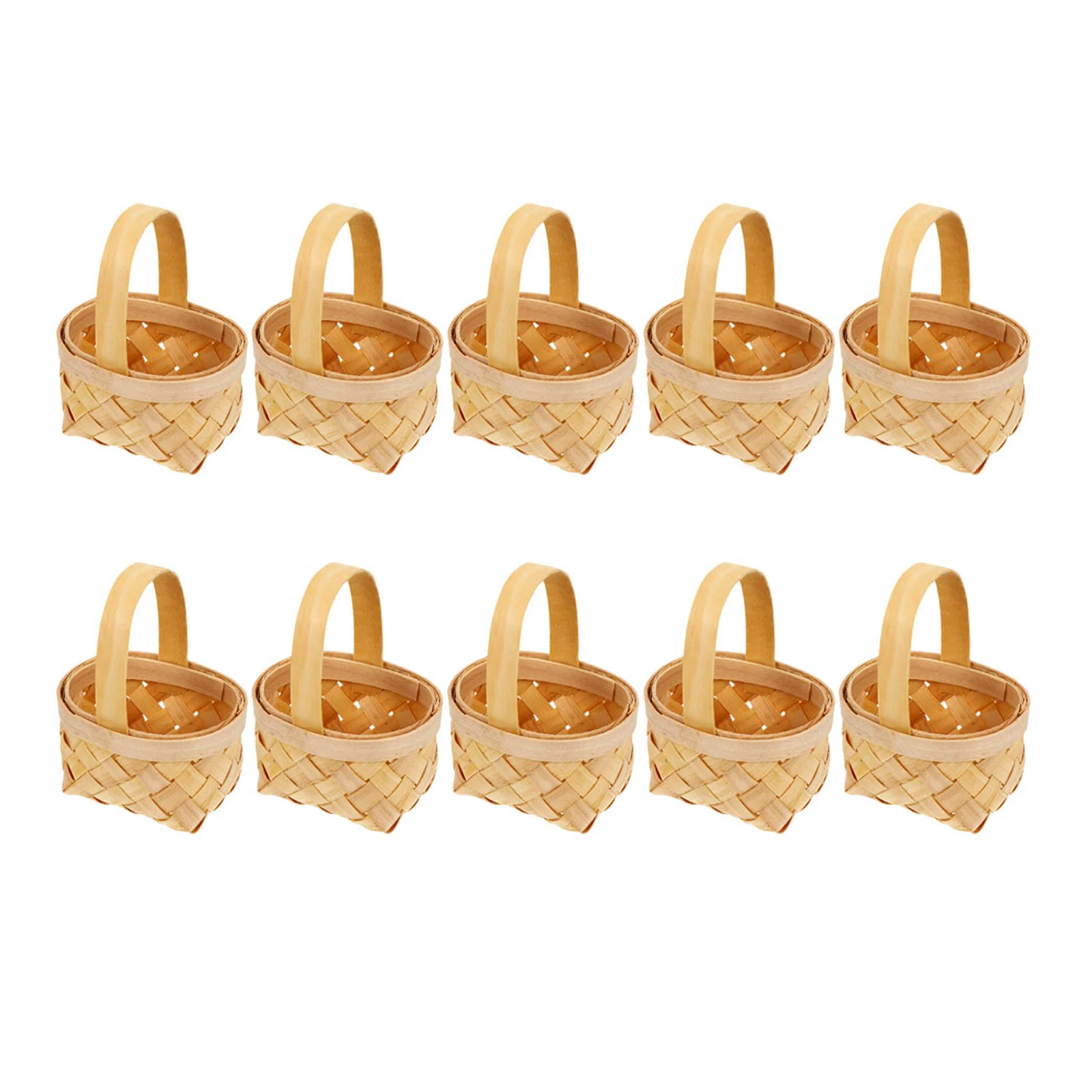 

10Pcs Rustic Wooden Mini Basket Handheld Wedding Candy Gift Storage Party Supplies Multi-Purpose Handheld Basket