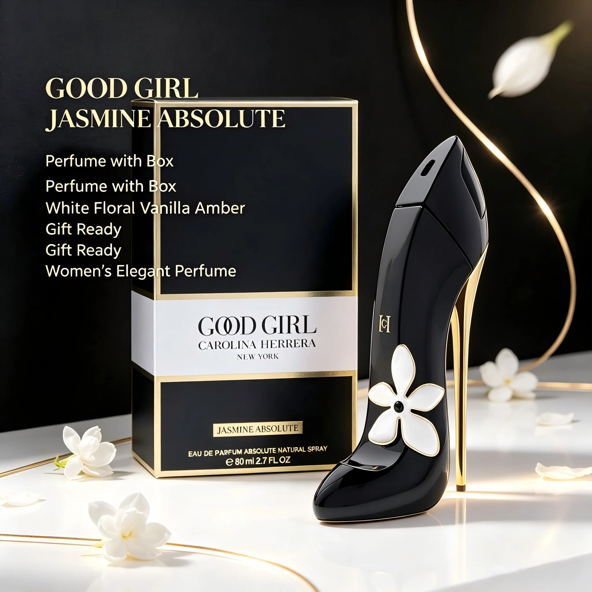 Carolina Herrera Good Girl Jasmine Absolute EDP for Women, 2.7 fl oz/80ml, 1 Bottle, Jasmine White Floral Vanilla Amber Long Lasting Perfume, Birthday Gift for Her, Fall, Halloween, Thanksgiving, Black Friday, Christmas, New Year Gift view 5