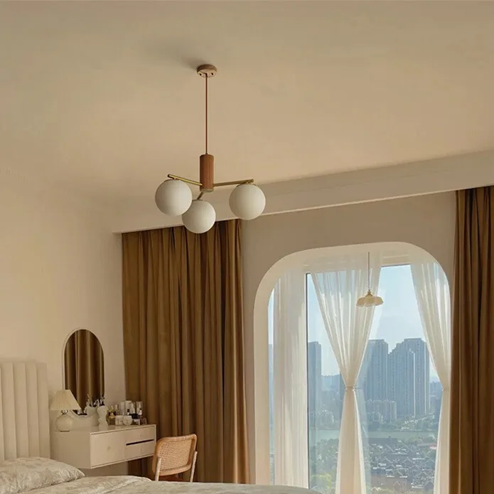 

Master bedroom wooden style pendant light retro Japanese restaurant childrens sloping roof room light French study ceiling light