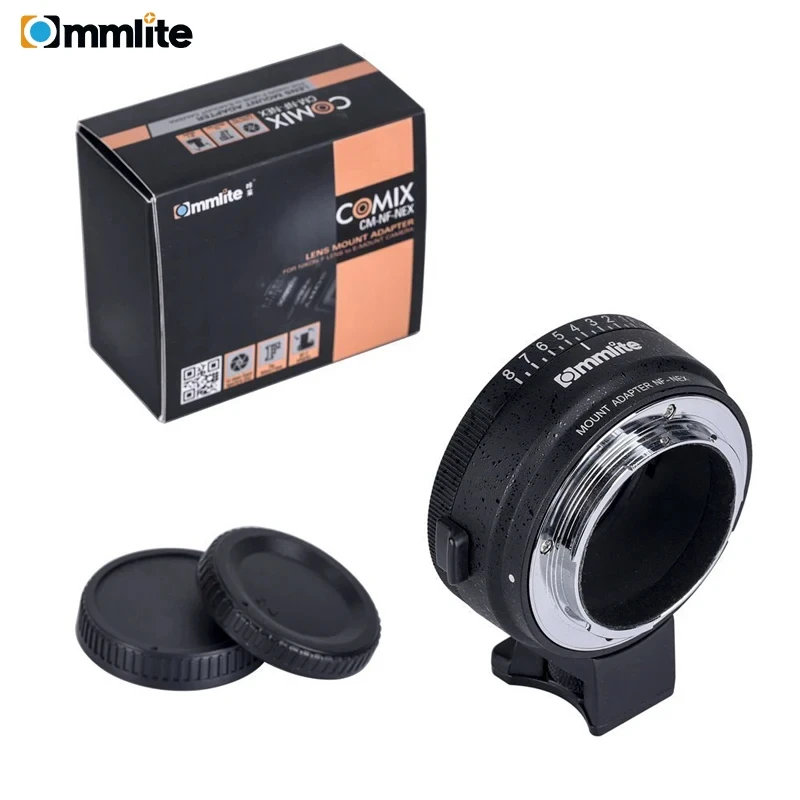 Commlite CM-NF-NEX Lens Mount Adapter with Aperture Dial, Nikon G,DX,F,AI,S,D type Lens to Sony E-Mount NEX Camera, Nikon G -NEX