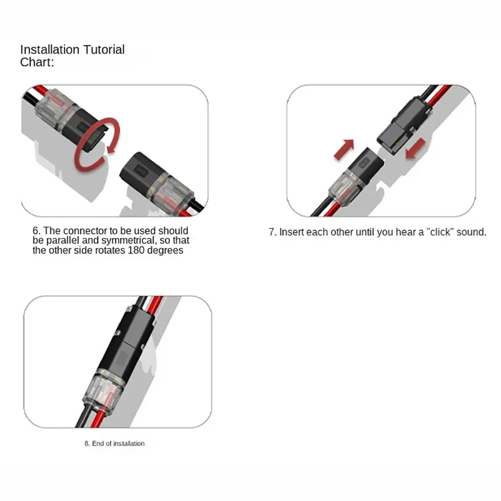 New 18~22AWG Wire Splitter Connector 2P Pluggable Crimp Terminals LED Connectors