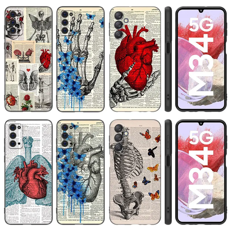 Medical Human Anatomy Case For Samsung M30 M31 S Note 10 Lite 20 Ultra M04 M13 M32 4G M14 M23 M33 M34 M42 M52 M53 M54 5G M11 M12