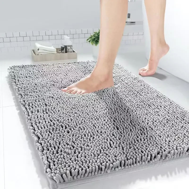 Super Soft Absorbent Chenille Bath Mat Non Slip Bathroom Rug Machine Washable Floor Carpet for Shower Bathtub Home Decor