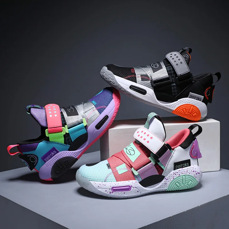 Children's Basketball Shoes Boys Mesh Breathable Comfortable Sports Shoes Non-slip Rubber Soles Children's Fitness Casual Shoes