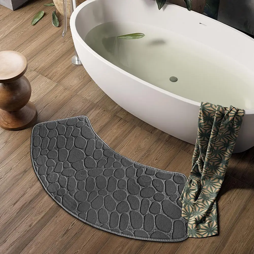 Coral Velvet Bath Mat Luxurious Coral Velvet Bathroom Floor Mat with Pebble Design Anti-slip Quick-drying Hotel Bath Mat Room