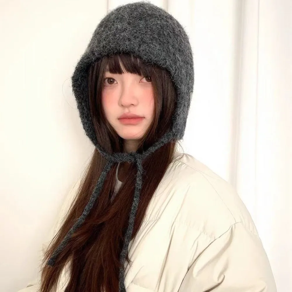 Cute Warm Winter Hat Ear Protection Thickened Earmuff Knitted Hat Versatile Casual Bucket Hat for Women