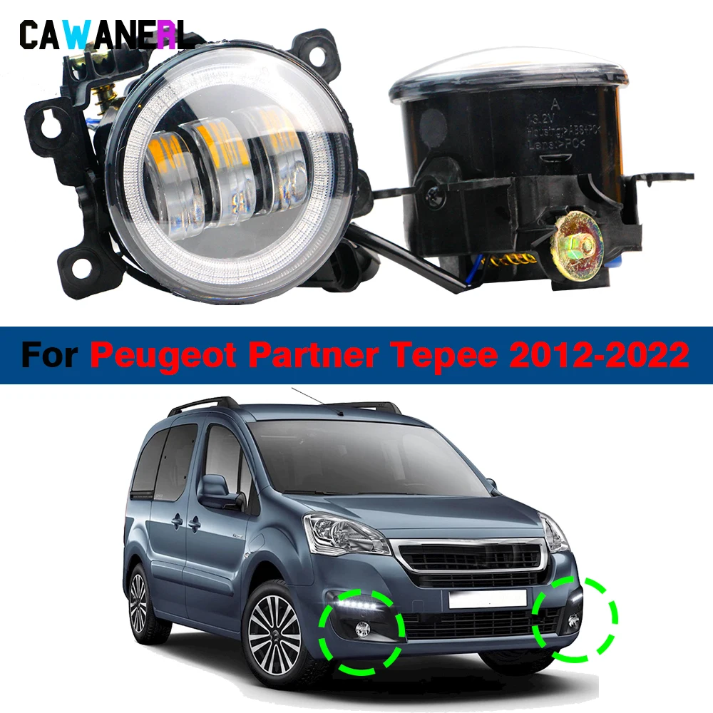 30W H11 Car Front Bumper Angel Eye LED Fog Light Daytime Running Lamp DRL 2 Pieces For Peugeot Partner Tepee 2012-2022